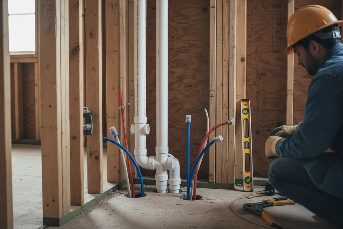 Drain and supply rough-in during Drain Cleaning in Hauppauge